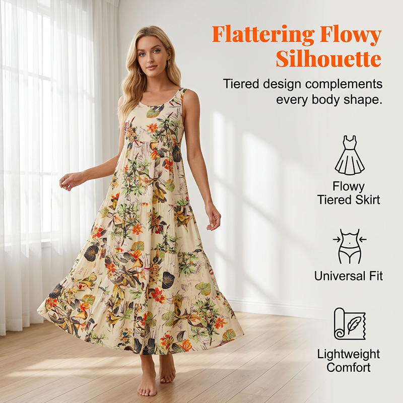 Ärmelloses Maxikleid mit Blumenmuster