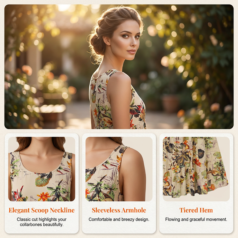 Ärmelloses Maxikleid mit Blumenmuster