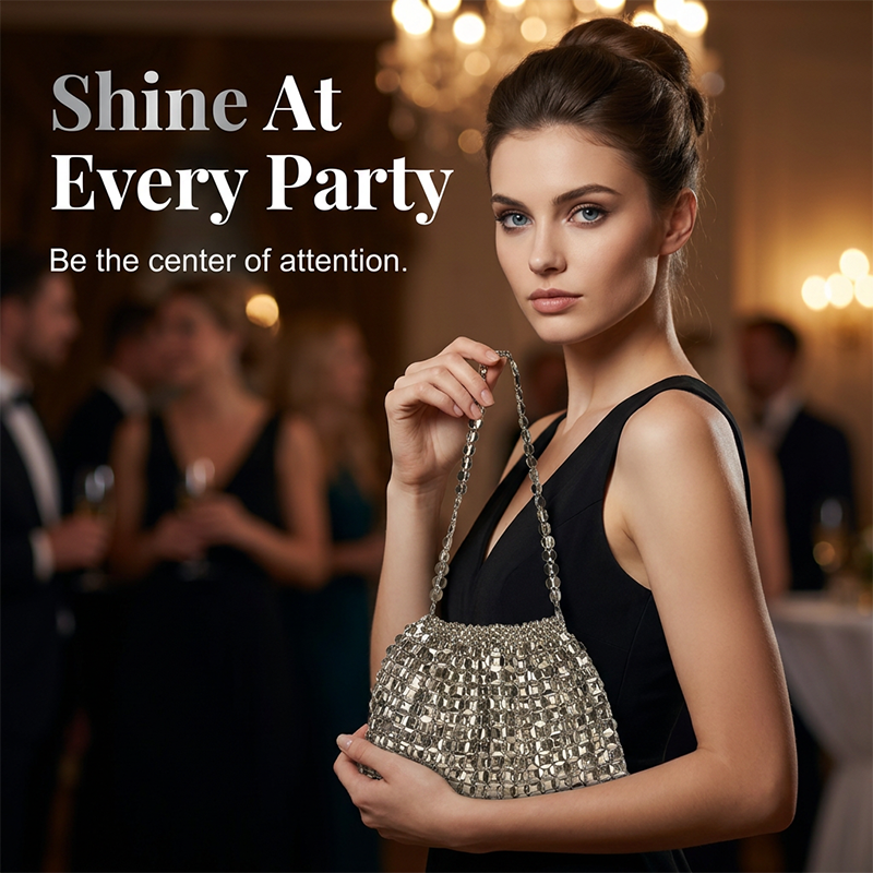 Women's Stylish Beaded Chain Handbag