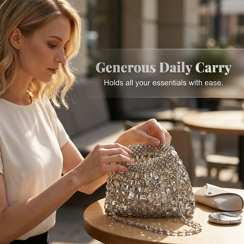 Women's Stylish Beaded Chain Handbag