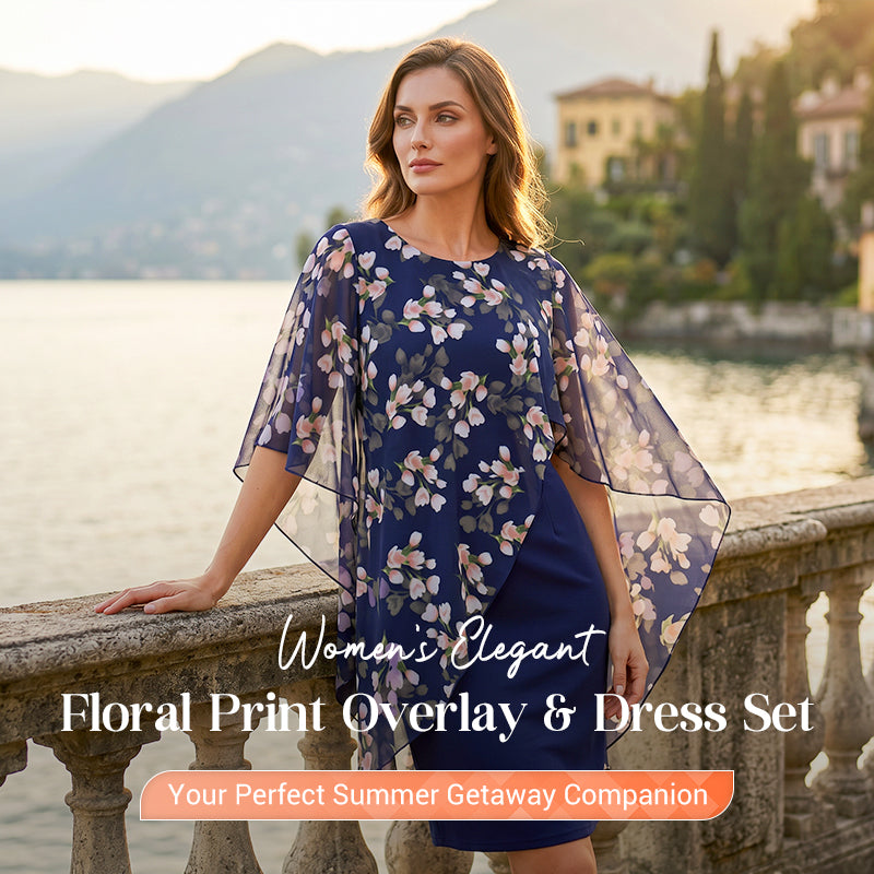 Gluschwein - 👗 50% RABATT! ✨ Set aus Blumen-Überwurf und Kleid – elegant & feminin – Perfekt für Hochzeitsgäste, Gartenpartys oder frühlingshafte Anlässe 🌸