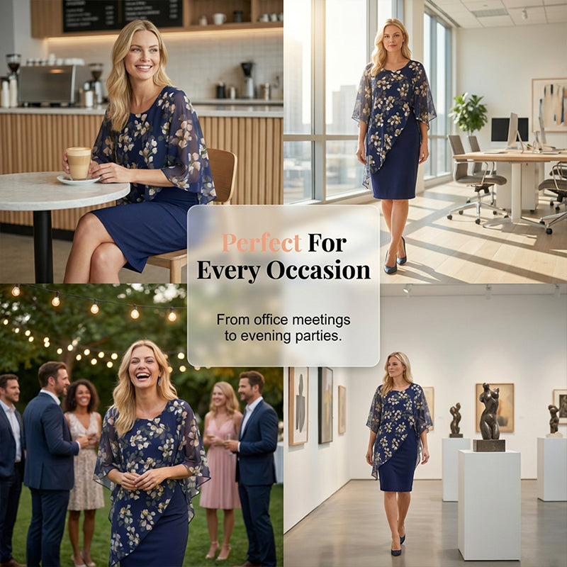 Gluschwein - 👗 50% RABATT! ✨ Set aus Blumen-Überwurf und Kleid – elegant & feminin – Perfekt für Hochzeitsgäste, Gartenpartys oder frühlingshafte Anlässe 🌸