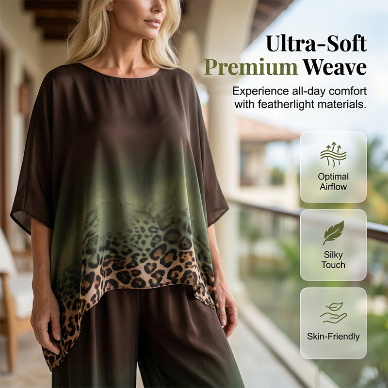 Lässiges Tunika-Set für Damen mit Leopardenmuster
