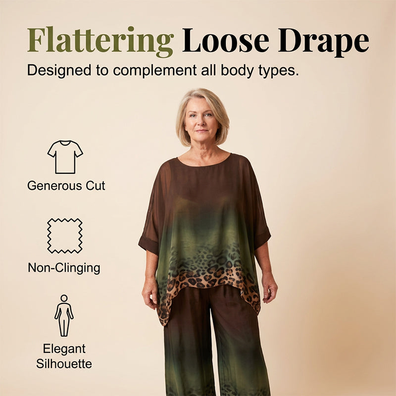 Lässiges Tunika-Set für Damen mit Leopardenmuster