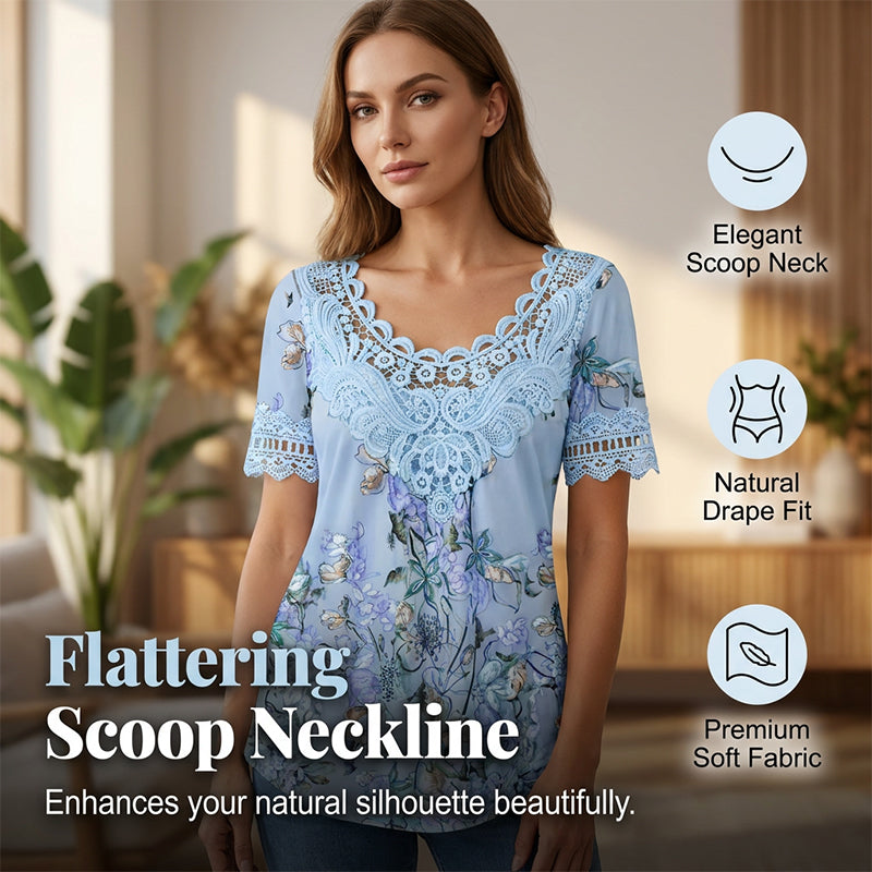 Gluschwein - Women's Lace Trim Scoop Neck T-Shirt