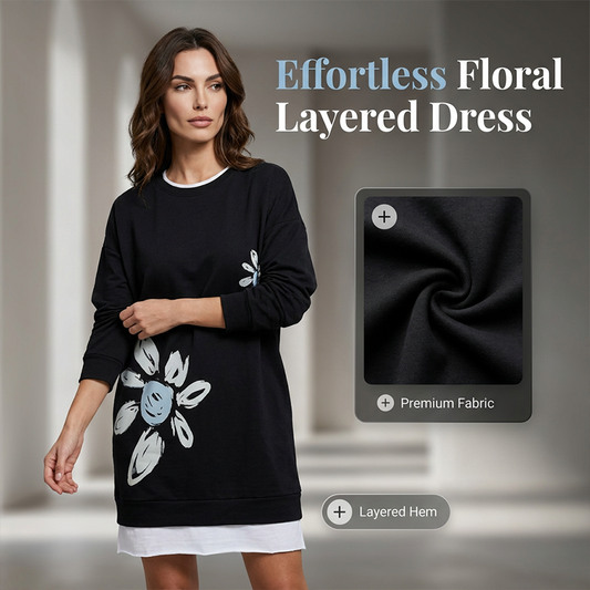 Gluschwein - Zweiteiliges Sweatshirt-Kleid für Damen mit Blumenmuster