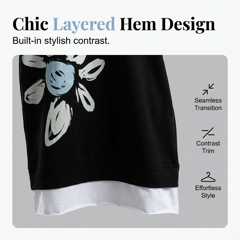 Zweiteiliges Sweatshirt-Kleid für Damen mit Blumenmuster