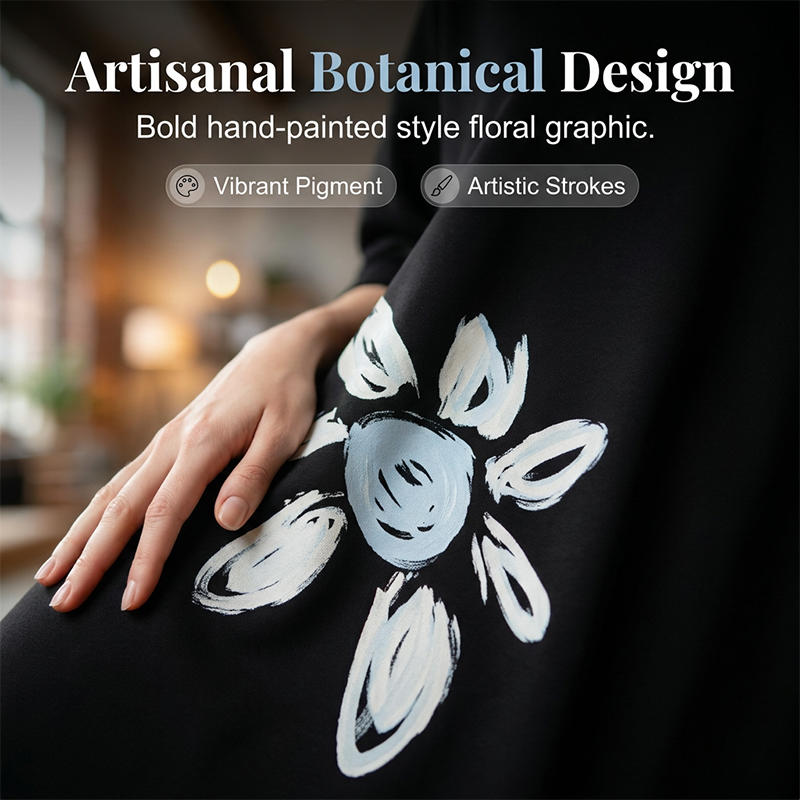 Zweiteiliges Sweatshirt-Kleid für Damen mit Blumenmuster