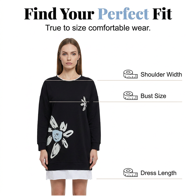 Zweiteiliges Sweatshirt-Kleid für Damen mit Blumenmuster
