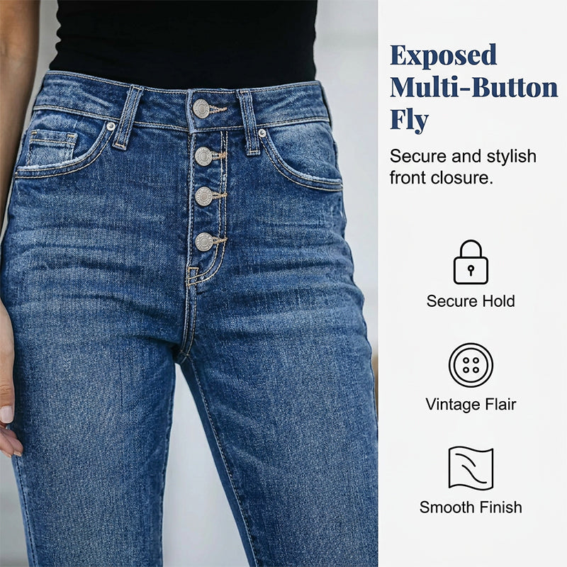 Gluschwein - 👖Skinny-Jeans für Damen mit hoher Taille und mehreren Knöpfen