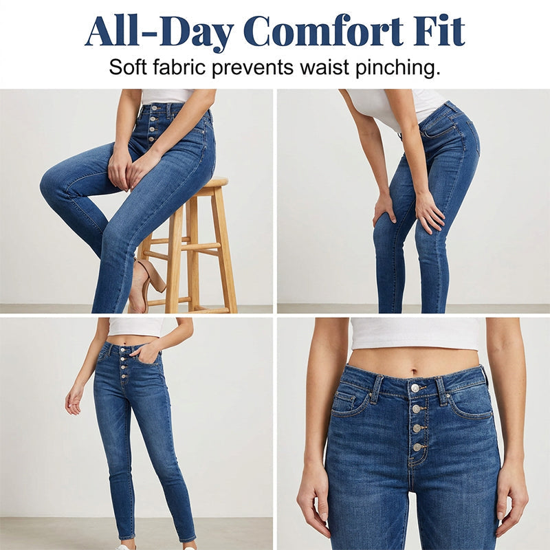 Gluschwein - 👖Skinny-Jeans für Damen mit hoher Taille und mehreren Knöpfen