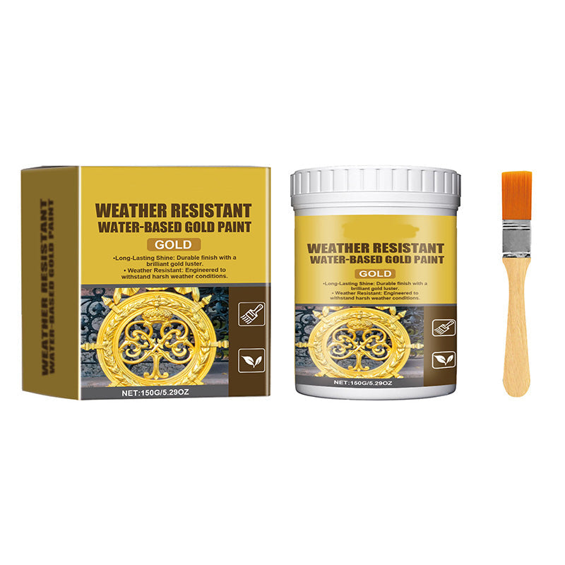 🎨🏡Goldblatt-Effekt-Farbset – Wasserbasierte, witterungsbeständige Metallic-Goldfarbe mit Pinsel, ideal für Möbel, Dekoration und DIY-Projekte im Außenbereich