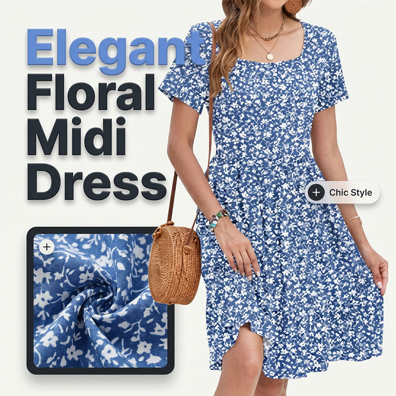 Women’s Casual Short Sleeve Flowy Midi Dress