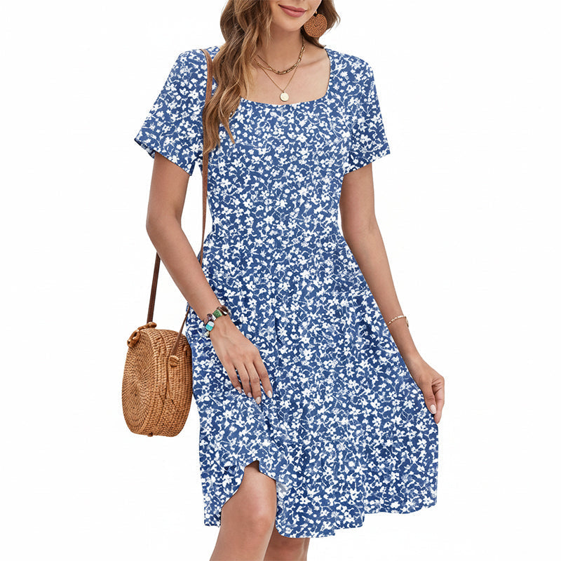 Women’s Casual Short Sleeve Flowy Midi Dress