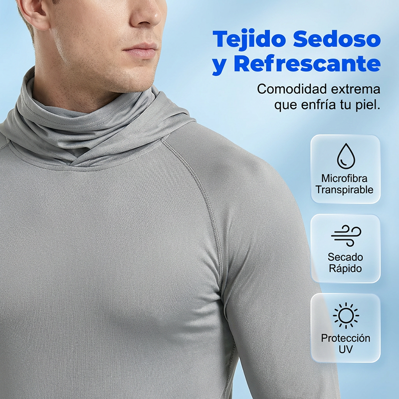 Gluschwein - ☀️ Herren Sonnenschutz-Hoodie mit UPF 50+ – Atmungsaktiv, Schnelltrocknend & mit integrierter Gesichtsmaske!