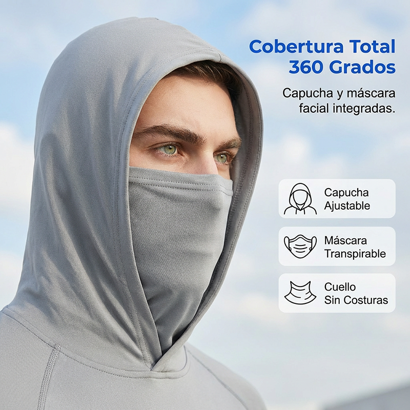 Gluschwein - ☀️ Herren Sonnenschutz-Hoodie mit UPF 50+ – Atmungsaktiv, Schnelltrocknend & mit integrierter Gesichtsmaske!