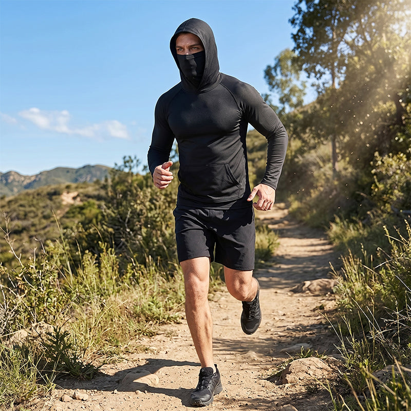 Gluschwein - ☀️ Herren Sonnenschutz-Hoodie mit UPF 50+ – Atmungsaktiv, Schnelltrocknend & mit integrierter Gesichtsmaske!