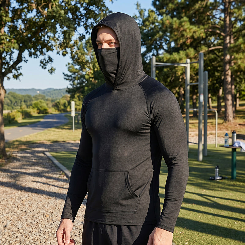 Gluschwein - ☀️ Herren Sonnenschutz-Hoodie mit UPF 50+ – Atmungsaktiv, Schnelltrocknend & mit integrierter Gesichtsmaske!