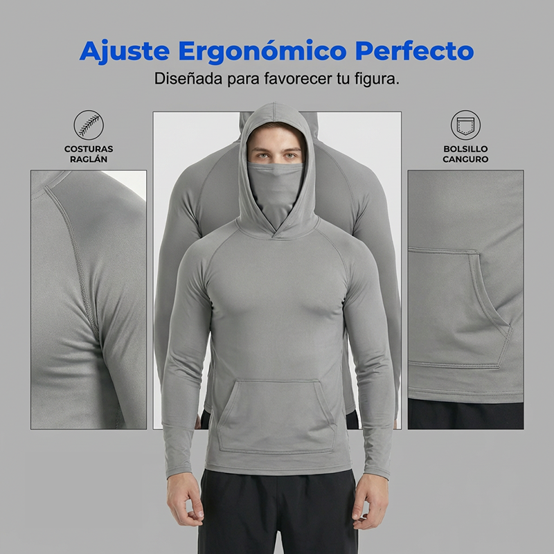 Gluschwein - ☀️ Herren Sonnenschutz-Hoodie mit UPF 50+ – Atmungsaktiv, Schnelltrocknend & mit integrierter Gesichtsmaske!