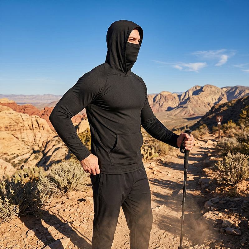 Gluschwein - ☀️ Herren Sonnenschutz-Hoodie mit UPF 50+ – Atmungsaktiv, Schnelltrocknend & mit integrierter Gesichtsmaske!