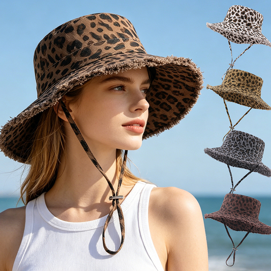 Gluschwein - Leopard Print Sun Protection Bucket Hat for Women