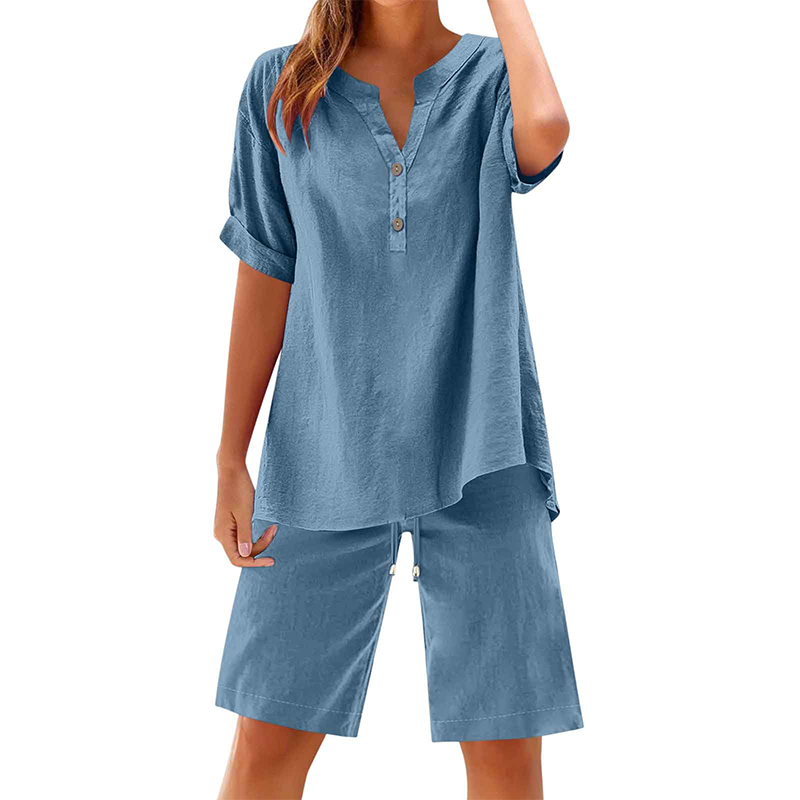 2-teiliges Outfit-Set aus Baumwolle und Leinen für Damen