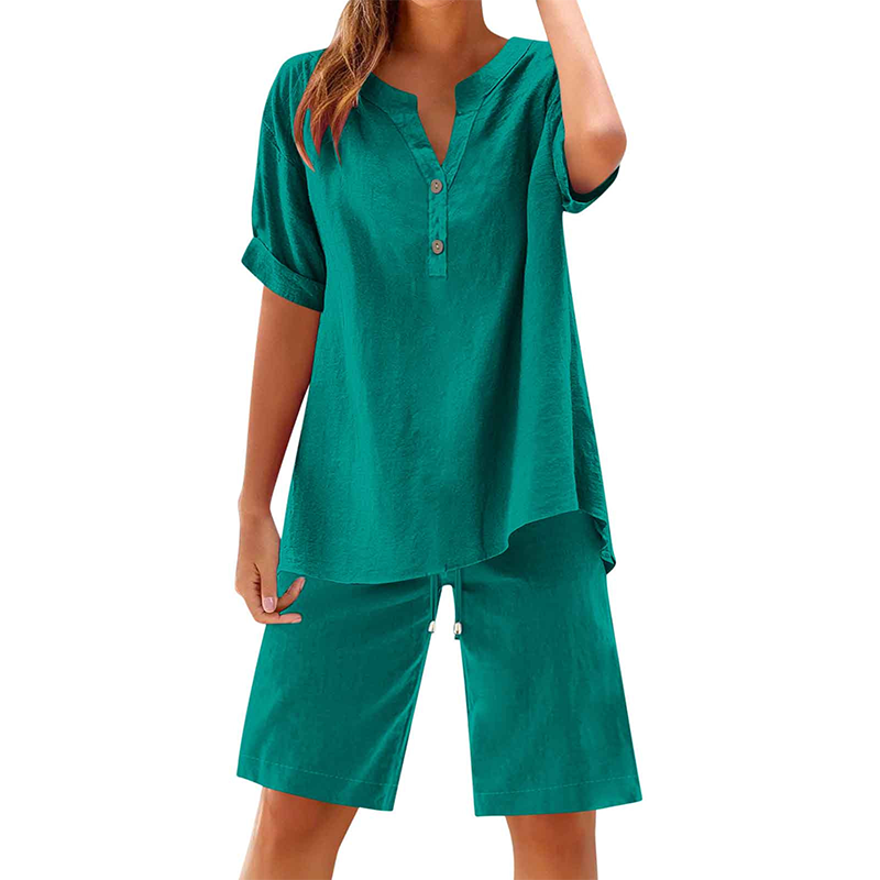 2-teiliges Outfit-Set aus Baumwolle und Leinen für Damen