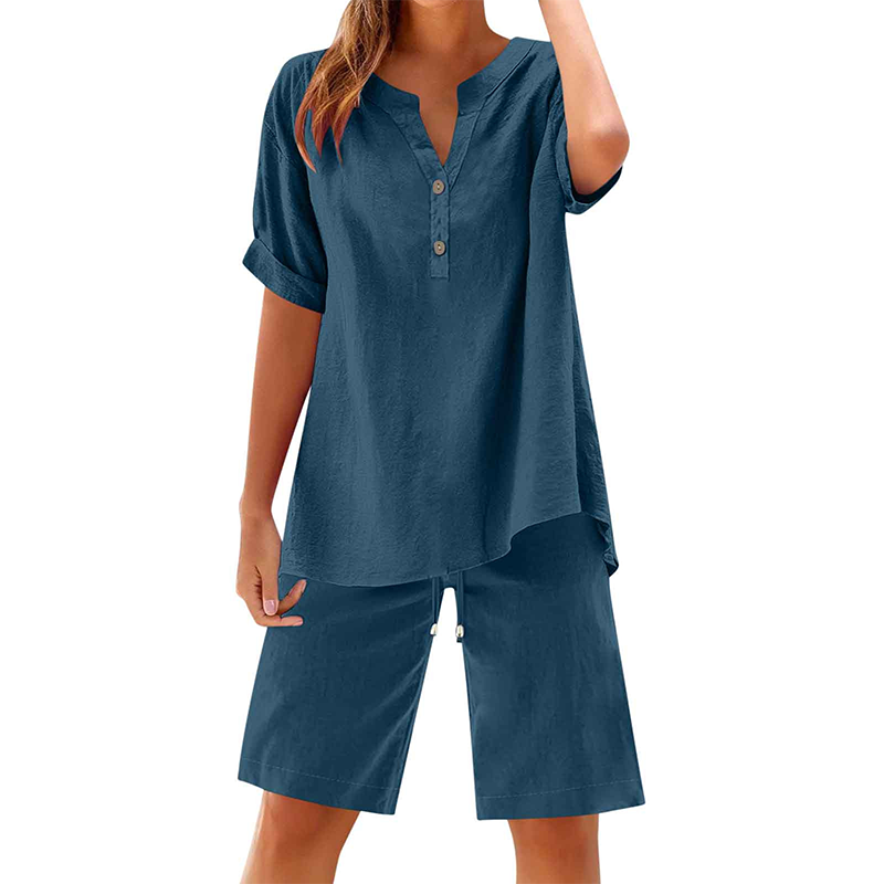 2-teiliges Outfit-Set aus Baumwolle und Leinen für Damen