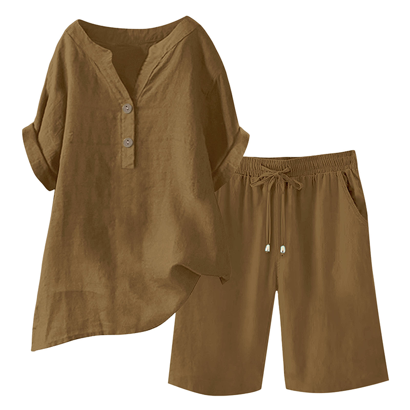 2-teiliges Outfit-Set aus Baumwolle und Leinen für Damen