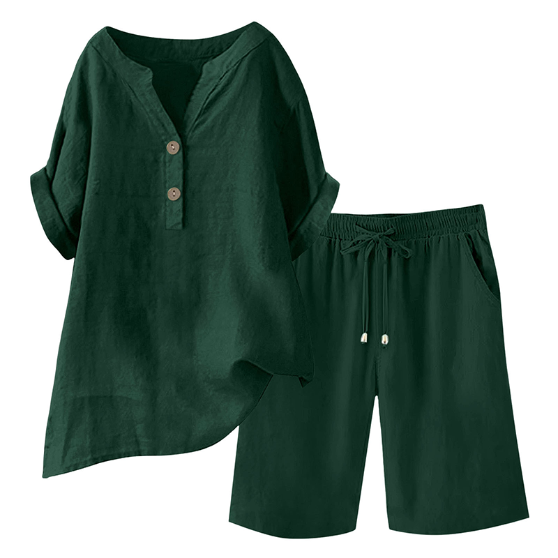 2-teiliges Outfit-Set aus Baumwolle und Leinen für Damen