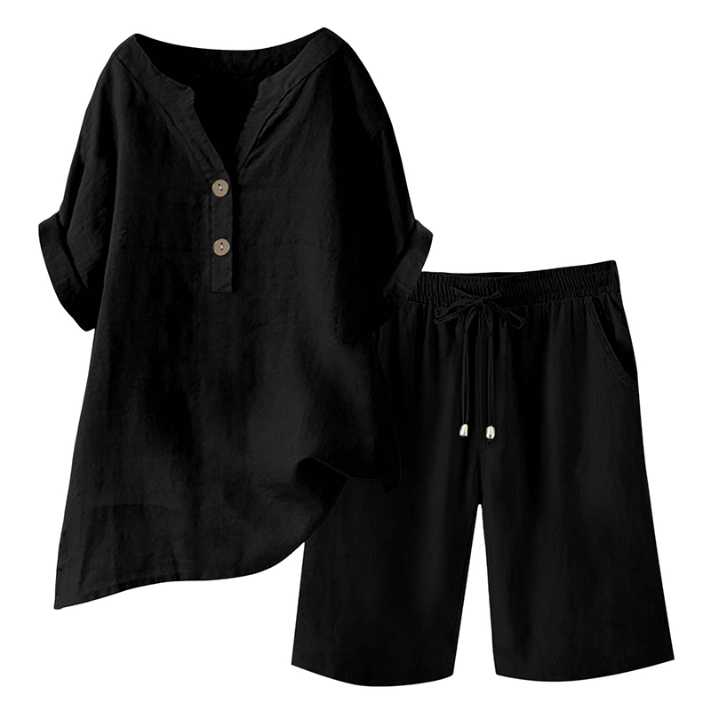 2-teiliges Outfit-Set aus Baumwolle und Leinen für Damen