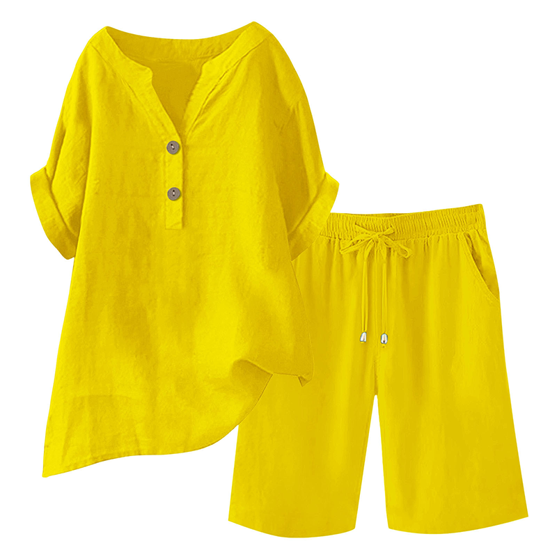 2-teiliges Outfit-Set aus Baumwolle und Leinen für Damen