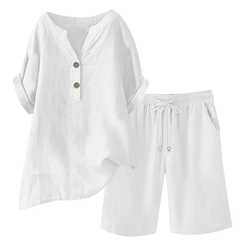 2-teiliges Outfit-Set aus Baumwolle und Leinen für Damen