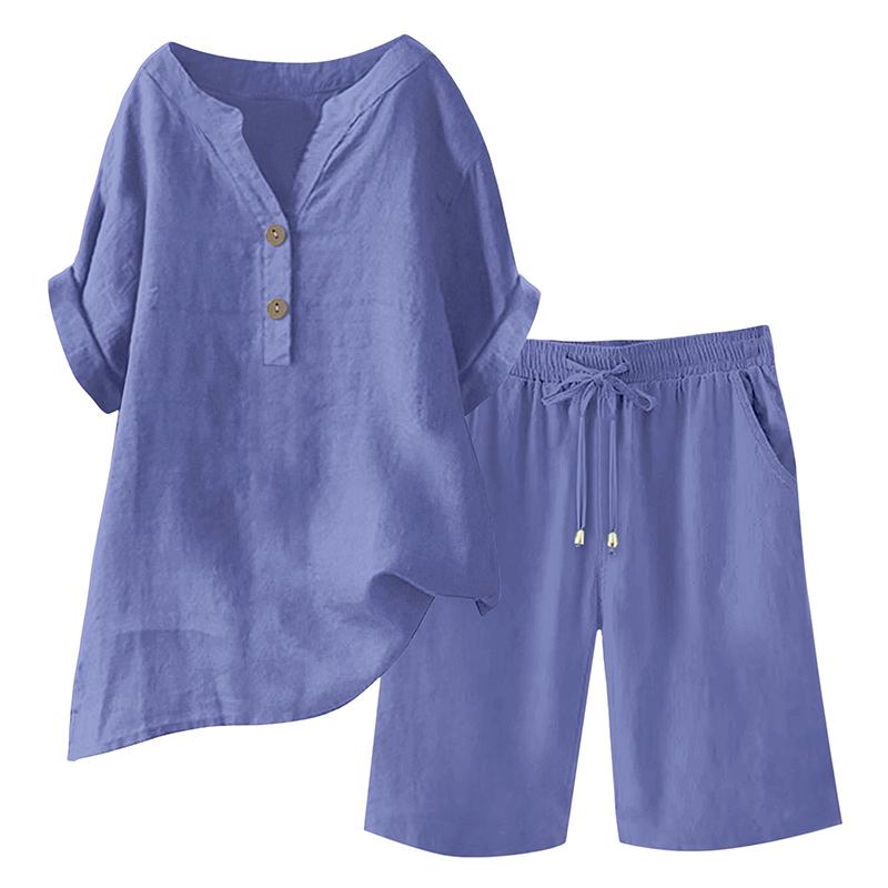 2-teiliges Outfit-Set aus Baumwolle und Leinen für Damen