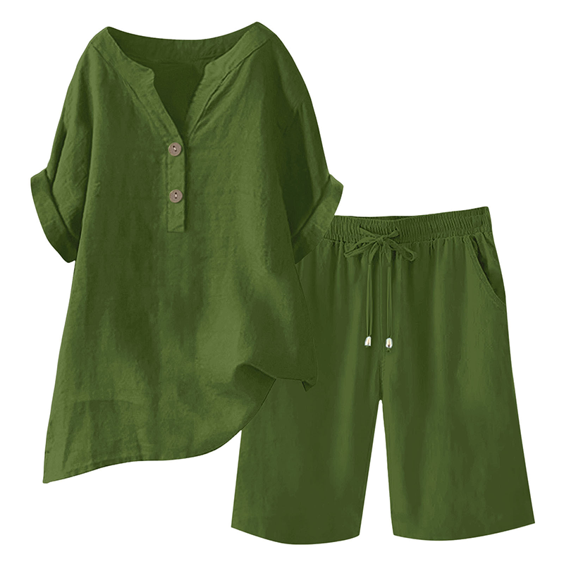 2-teiliges Outfit-Set aus Baumwolle und Leinen für Damen