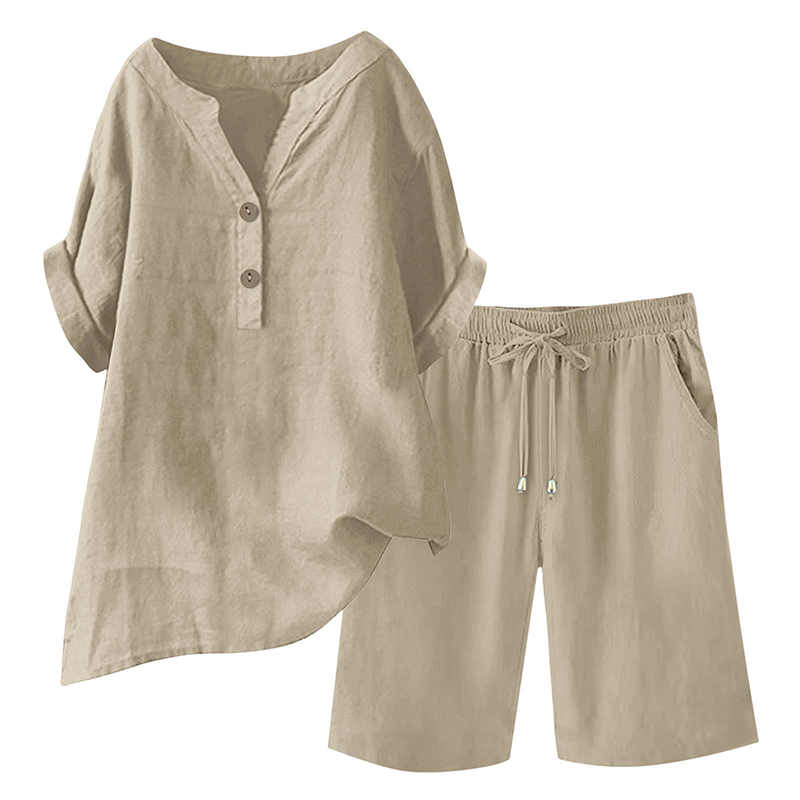 2-teiliges Outfit-Set aus Baumwolle und Leinen für Damen