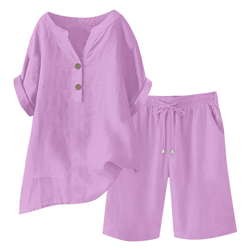 2-teiliges Outfit-Set aus Baumwolle und Leinen für Damen