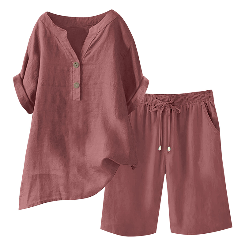 2-teiliges Outfit-Set aus Baumwolle und Leinen für Damen