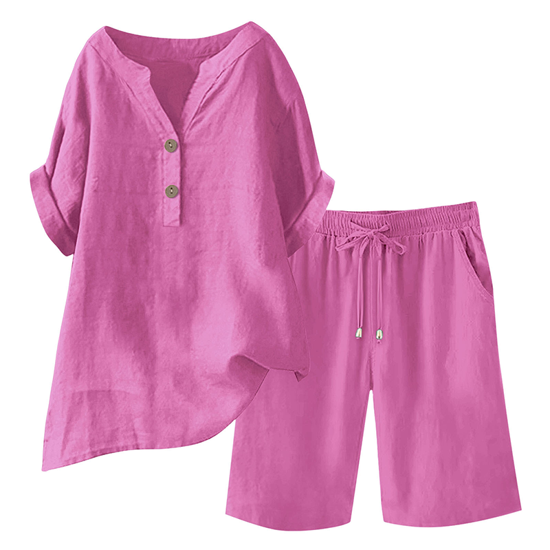 2-teiliges Outfit-Set aus Baumwolle und Leinen für Damen