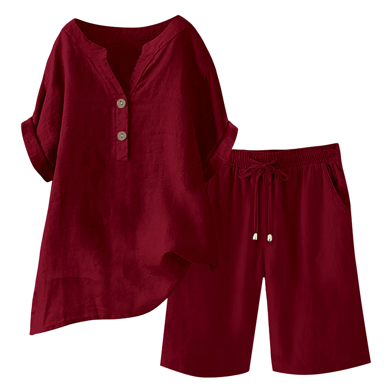 2-teiliges Outfit-Set aus Baumwolle und Leinen für Damen