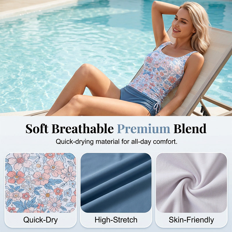 Women's High-Waist Floral Tankini Swimsuit