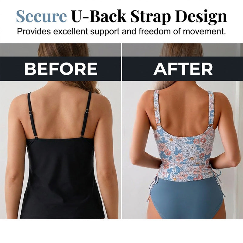 Women's High-Waist Floral Tankini Swimsuit