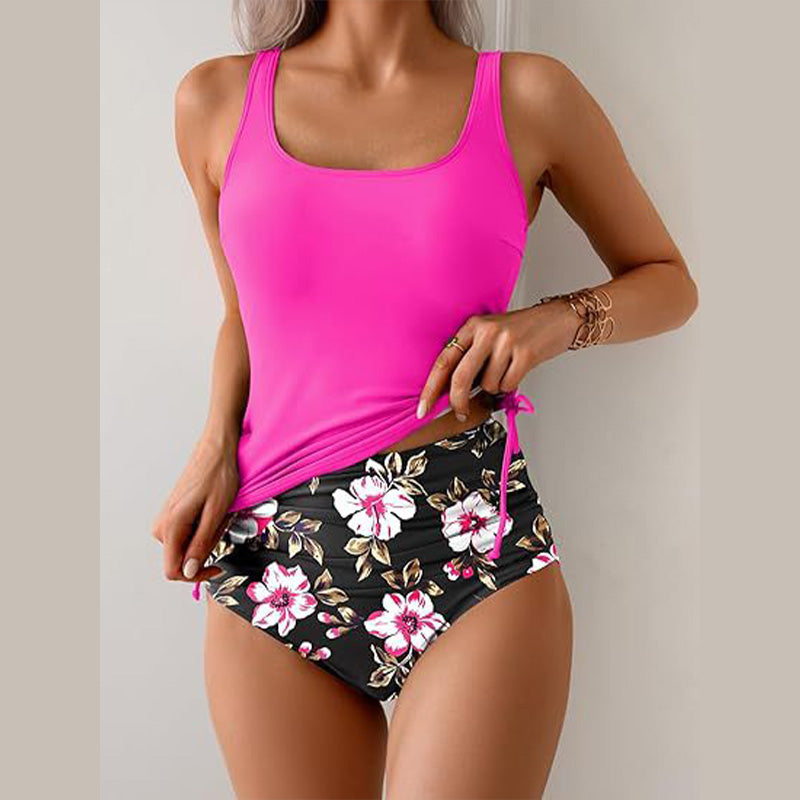 Women's High-Waist Floral Tankini Swimsuit