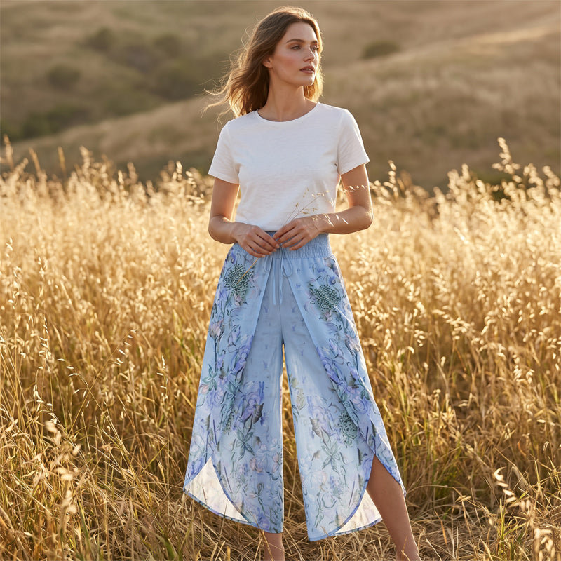 💐 50% RABATT! Damen Culotte mit Blumenprint – Hohe Taille, weiter Schnitt & moderner Sommerlook!