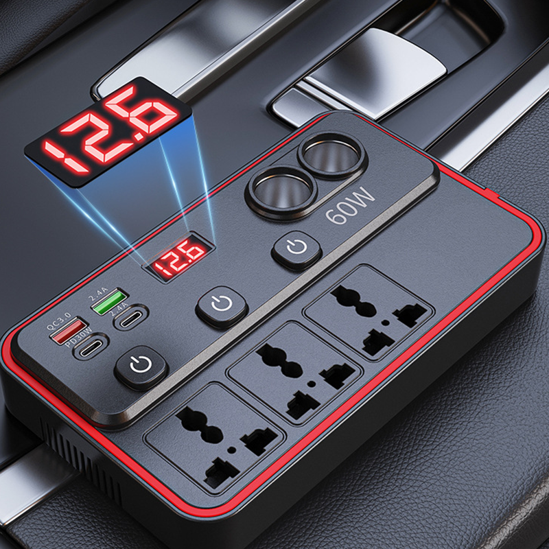 🔌Multifunktionales Autoladegerät mit Steckdosen und USB-Anschluss