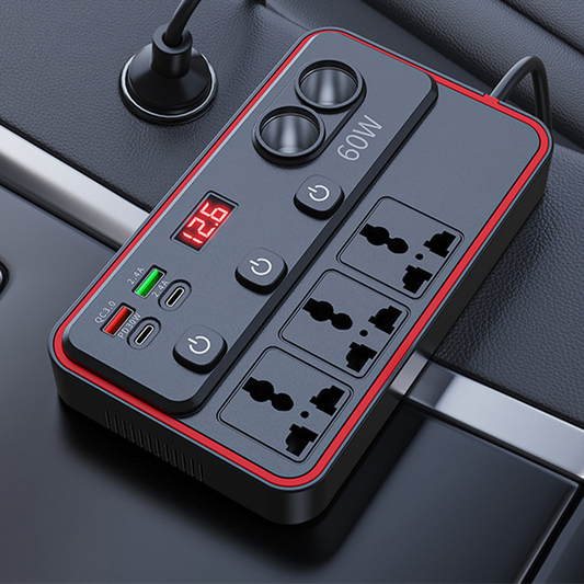 Gluschwein - 🔌Multifunktionales Autoladegerät mit Steckdosen und USB-Anschluss