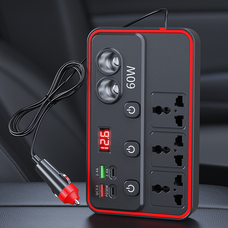🔌Multifunktionales Autoladegerät mit Steckdosen und USB-Anschluss