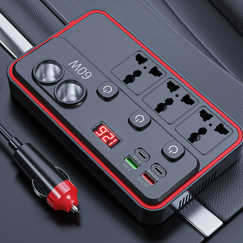 🔌Multifunktionales Autoladegerät mit Steckdosen und USB-Anschluss