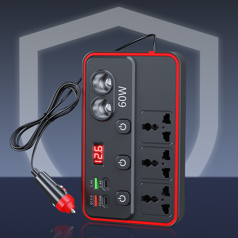 🔌Multifunktionales Autoladegerät mit Steckdosen und USB-Anschluss