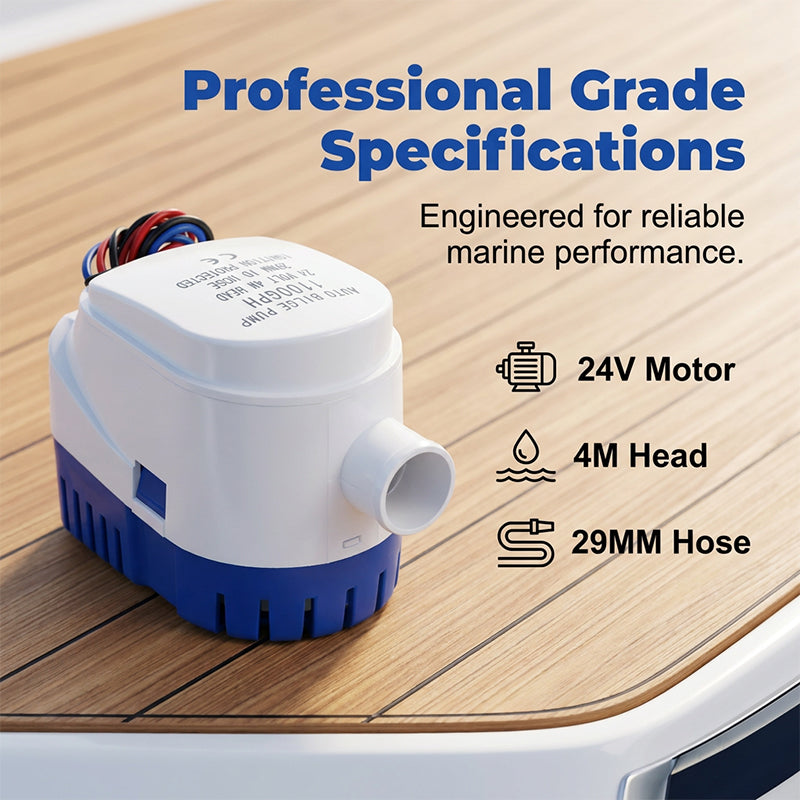 🚤 50% RABATT! 💧 Automatische Bilgenpumpe mit hoher Kapazität – Schwimmerschalter, 1100 GPH, 12V/24V, zündgeschützt – Perfekt für Boote, Keller oder Teiche – zuverlässige und sichere Wasserentfernung ⚓